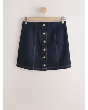 Next Button-Through Denim Mini Skirt - Blue