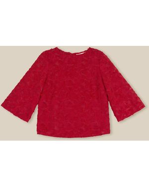 Monsoon Chrissy Bell Sleeve Appliqué Top - Red
