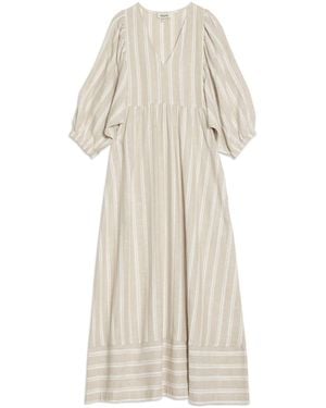 Albaray Linen Stripe V-Neck Dress - White