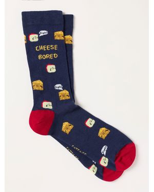 FatFace Fatface Multi 1 Pack Cheese Bored Socks - Blue