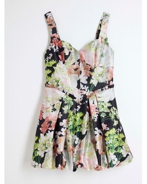 River Island Petite Satin Puffball Mini Dress - Black