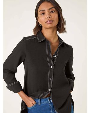 Roman Contrast Stitch Shirt - Black