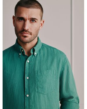 Next Long Sleeve Signature 100% Linen Shirt - Green