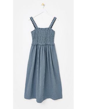Oliver Bonas Gingham Strappy Midi Dress - Blue