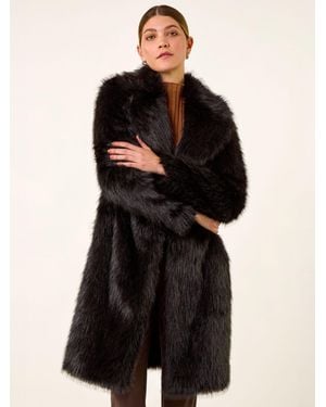Roman Premium Faux Fur Coat - Black