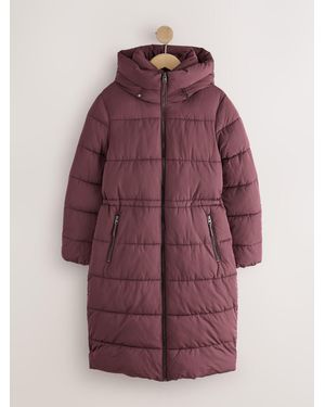 Next Berry Shower Resistant Hooded Long Wadded Coat - Purple