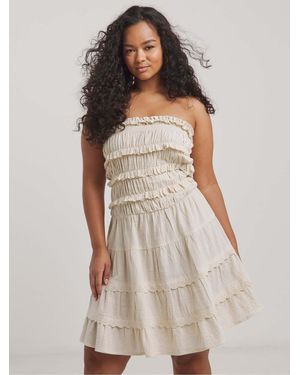 Simply Be 100% Cotton Beach To Beach Broderie Mini Dress - Natural