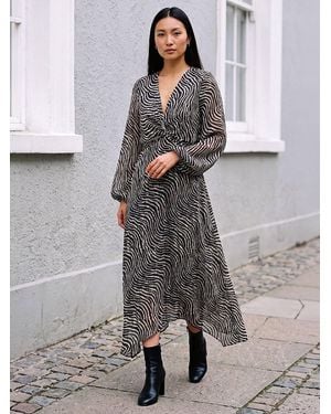 Roman Animal Twist Front Dress - Gray