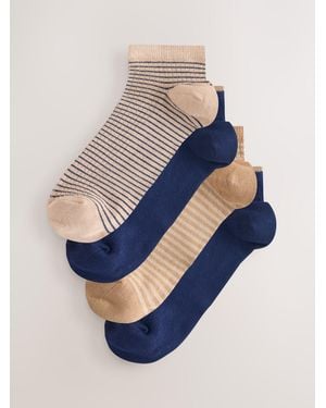 Next Camel Stripe Supersoft Ribbed Trainer Socks 4 Pack - Blue