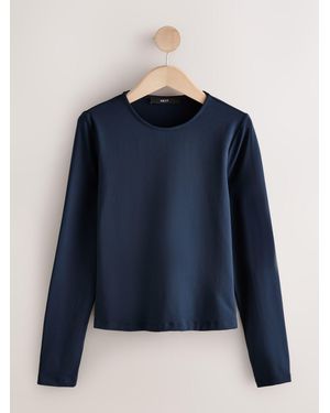 Next Soft Touch Slinky Nylon Crew Neck Long Sleeve Top - Blue