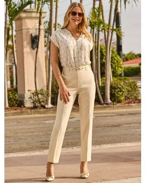 Sosandar Belted Tapered Pants - White