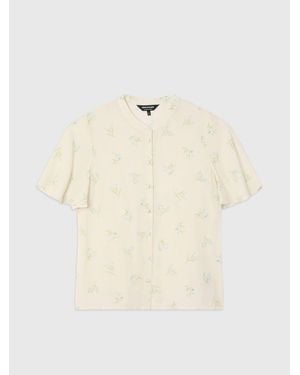 Whistles Floral Button Front Shirt - Natural