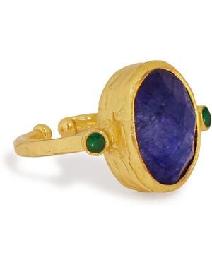 Ottoman Hands Tone Lucia Sapphire Cocktail Ring - Blue