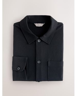 Next Pique Jersey Long Sleeve Over Shirt - Black