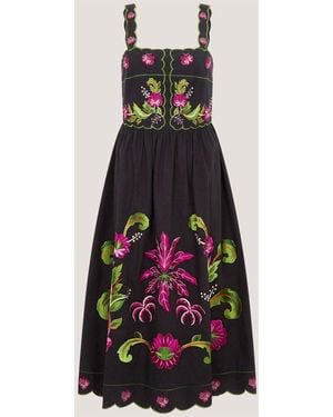 Monsoon Eleni Floral Embroidered Midi Dress - White