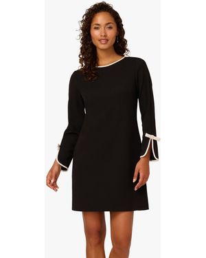 Adrianna Papell Long Sleeve Crepe Short Dress - Black