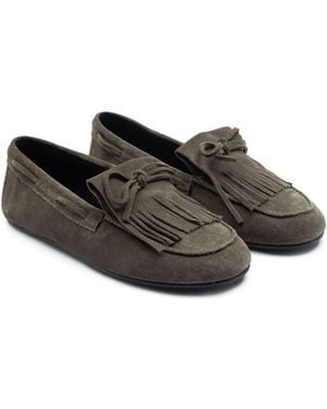 OFF THE HOOK Suede Kennet Fringe Moccasin Loafers - Braun