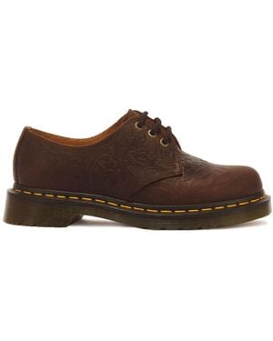 Dr. Martens 1461 Embossed Floral Crazy Horse Lace Up Shoes - Brown