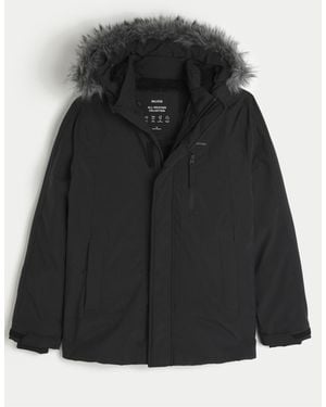 Hollister Heavyweight Logo Parka Coat - Black
