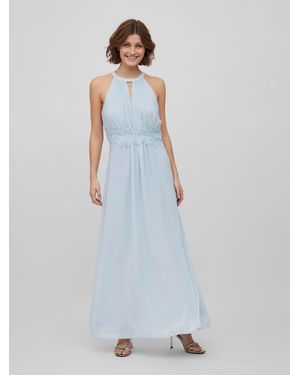 Vila Halterneck Flower Girl Lace Detail Occasion Maxi Dress - White