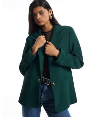 River Island Crepe Blazer - Green