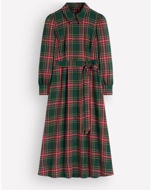 Boden Maeve Check Midi Shirt Dress - Green
