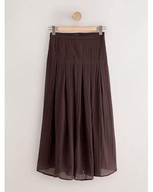 Next Pleated Midi Skirt - Brown