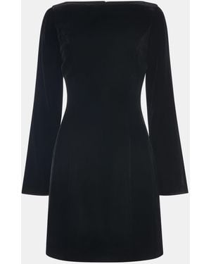 Whistles Square-Neck Flare-Sleeve Velvet Mini Dress - Black