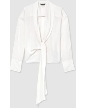 ATELIER Silk Crepe De Chine Tie-Front Shirt - White