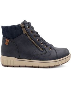 Pavers Wide Fit Zip & Lace Fasten Hi-Top Boots - Blue