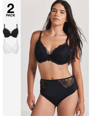 Simply Be Simply Be Pretty Secrets Padded Plunge Wired Bras 2 Pack - Black