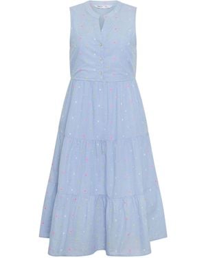 M Com Petite Dobby Sleeveless Dress - Blau
