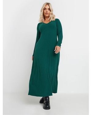 Yours Curve Ribbed Maxi Dress - Green