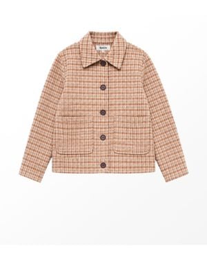 Ro & Zo Check Double-Faced Jacket With Wool - Natural