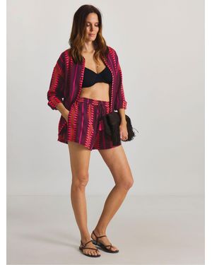Simply Be Jacquard Shirt And Short Beach Co-Ord Set - Red