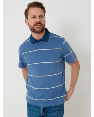 Saltwell Stripe Short Sleeve Cotton Polo Shirt - Blue