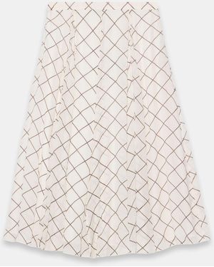 Mint Velvet Checked Midi Skirt - White