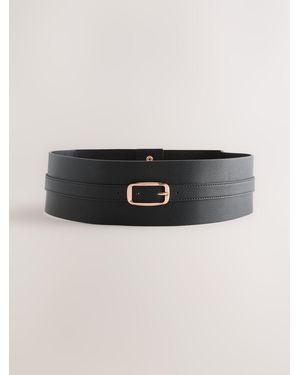 Next Wide Covered Buckle Corset Belt - Black
