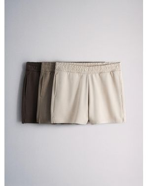 The Set 3 Pack Sweat Shorts Chocolate/Taupe/Cream - Natural