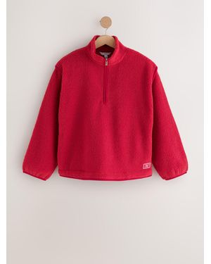 Next Quarter Zip Borg Jacket - Red