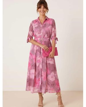 Style Cheat Daphne Floral Belted Shirt Dress - Pink