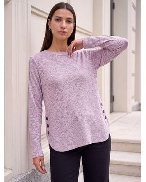 Roman Round Hem Button Top - Purple