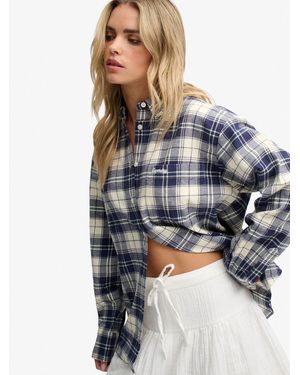 Superdry Check Flannel Relaxed Shirt - Blue