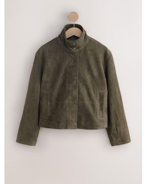 Next N. Premium Real Suede Funnel Neck Jacket - Green