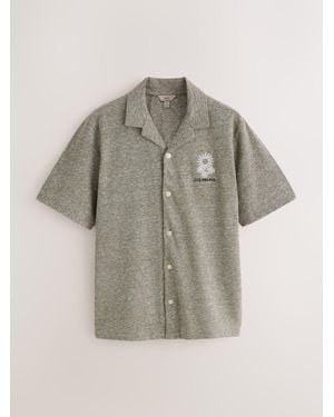 Next Cotton Linen Blend Jersey Shirt - Gray