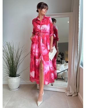 Style Cheat Daphne Belted Shirt Dress - Pink