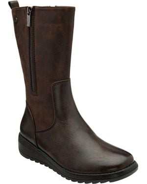 Lotus Flat Mid-Calf Boots - Brown
