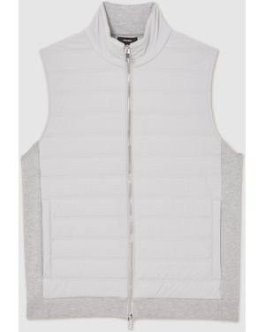 Reiss Newford Funnel-Neck Quilted Knit Gilet - White