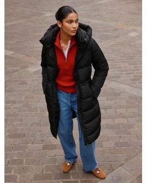 Next Shower Resistant Hooded Long Wadded Coat - Blue