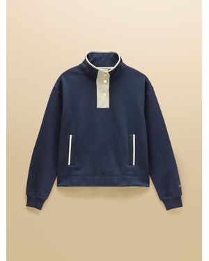 Joules Lulworth Popper Funnel Neck Sweatshirt - Blue